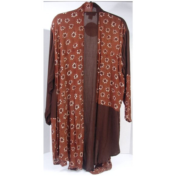 Unique NWT Boho Long Duster Jacket *2X* Floral Batik Artisan Tunic, Daily Planet - Picture 2 of 4